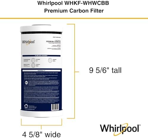 Whirlpool 10" x 4.5" Premium CTO Carbon Water Filter WHKF-WHWCBB, NSF Certified 5 Micron Reduces Chlorine, Taste & Odor, 6-Month Life, Dual Layered Pleated Sediment and Carbon Wrap - Image 4