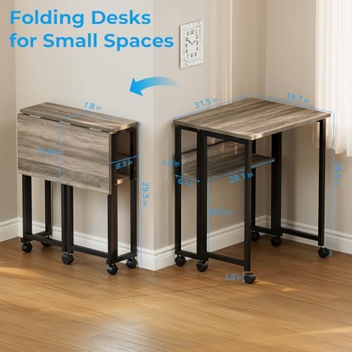 GreenForest Folding Desk with Wheels, 31.5" Rolling Table for Small Spaces - Image 3