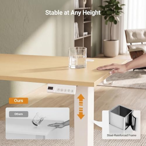Claiks Electric Standing Desk, 55x24 Inch, Nature - Image 5
