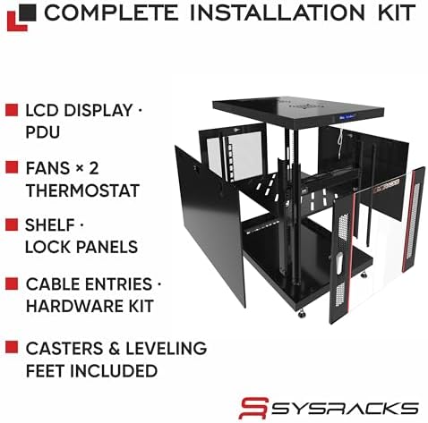 Home Lab Server Rack Cabinet 19" 12U – Premium Series 35" Deep Network Rack Enclosure with Glass Door, Quiet Cooling Fans & Thermostat, PDU, Shelf, Lockable Cabinet for NAS & Home Network - Image 4