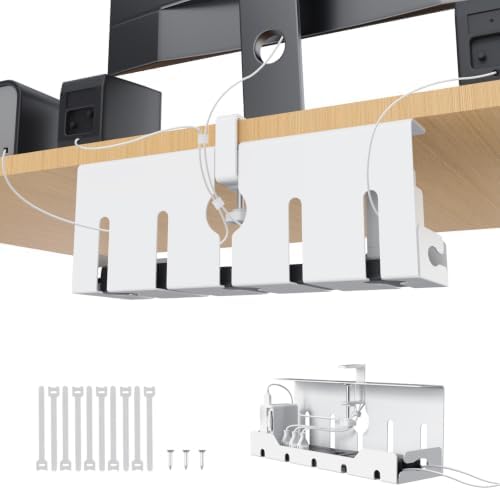 KEEGH Under Desk Cable Management Tray 16 in, Cable Organizer Tray, White by KEEGH