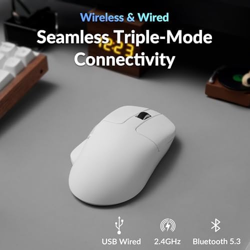 Keychron M7 8K Wireless Mouse, 30K DPI, 2.4 GHz/Bluetooth/Wired, 66g, White - Image 4
