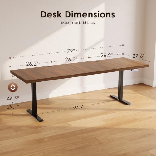 OffiGo 79 Inch Executive Electric Standing Desk Height Adjustable, Walnut - Image 3
