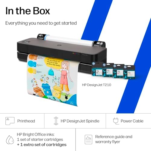 HP DesignJet T210 Large Format 24-inch Poster Printer, for Easy Poster & CAD Printing. Includes up to 1-Year of Ink (8AG32L) - New Model - Image 6