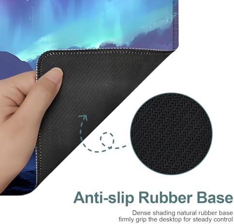 Aurora Gaming Mouse Pad 31.5"x11.8" Large Extended Pad Desk Mat Anti-Slip Rubber Base & Durable Stitched Edges for Gamers Smooth Mouse Pad Writing Surface for Desk Office/Home - Image 4