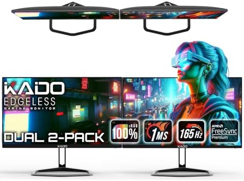 Kado 2-Pack 24.5" 165Hz 1ms 1920x1080 Flat Screen FHD Computer Monitor by Kado