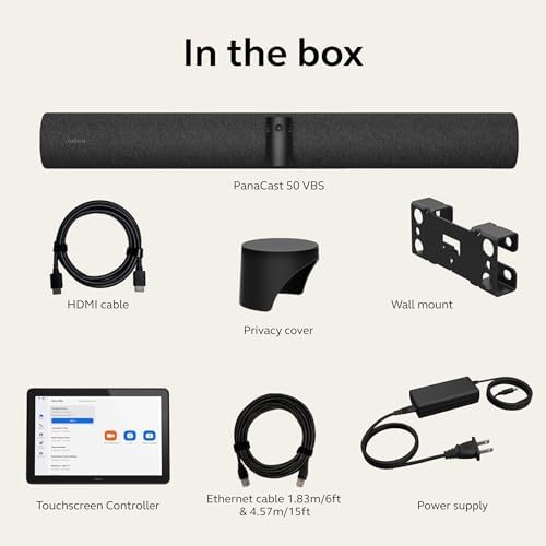 Jabra PanaCast 50 Video Bar System - All-in-one Meeting Room Solution, Audio bar, 180° Full-Room Webcam, Intelligent AI-Enabled Features, and PanaCast Control Touchscreen - Zoom Certified - Black - Image 6