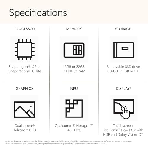 Microsoft Surface Laptop (2024), Windows 11 Copilot+ PC, 13.8" Touchscreen Display, Snapdragon X Elite (12 core), 16GB RAM, 256GB SSD Storage, Sapphire - Image 2