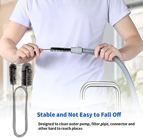 10PCS Flexible Drain Brush Straw Cleaner Brush Set,Pipe Cleaners Brush,61Inch Stainless Steel Double-Ended Hose Brush 8.2Inch Nylon Long CPAP Tube Cleaning Brush for Home Kitchen Sink Plumbing - Image 3