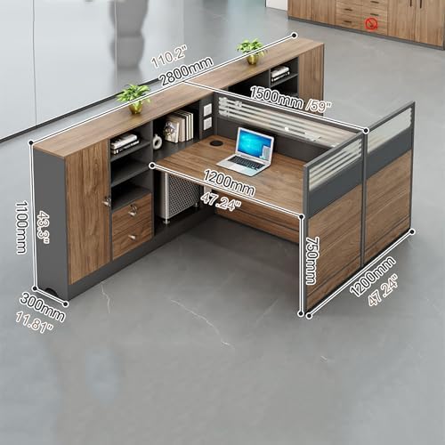 Modern Office Cubicle Workstation Desk with Tempered Glass Privacy Panels, USB Charging Hub & Cable Management,Multi-Person Modular Computer Desk for Commercial Office (A-Right, Two Person-T) - Image 2