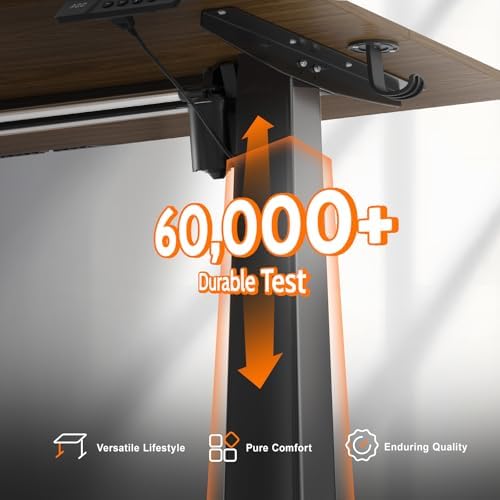 55 Inch Height Adjustable Standing Desk for Home Office, Brown - Image 4