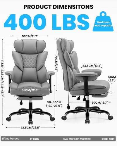 Office Chair, Big and Tall Executive Chair with Adjustable Lumbar Support - Image 3