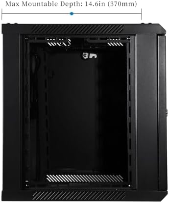 RackPath 9U Wall Mount Network Rack Cabinet – Quiet Cooling Fan, Locking Glass Door, 17.7" Deep (450mm), Removable Locking Side Panels, Fits 19" IT & A/V Equipment - Image 3