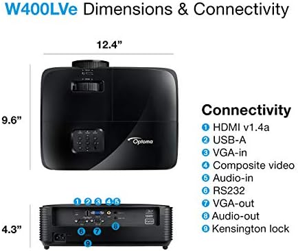 Optoma W400LVe WXGA Professional Projector | 4000 Lumens for Lights-on Viewing | Presentations in Classrooms & Meeting Rooms | Up to 15,000 Hour Lamp Life | Speaker Built In - Image 3