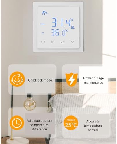 Zopsc Electric Underfloor Heating Thermostat, LED Display, 16A, AC85-250V - Image 2