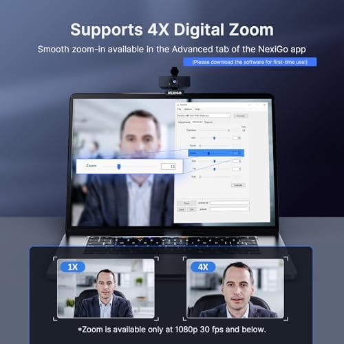NexiGo N60 Pro 4K Webcam for PC, 4K UHD Sony Sensor, Autofocus, 1080p 60 fps, Noise-Canceling Mics, Privacy Cover, Distortion-Free Lens, 4X Digital Zoom, Works with Switch 2/Zoom/Teams/Google Meet - Image 5
