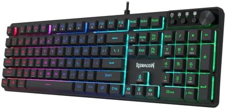 Redragon K521-E Gaming Keyboard with Knob, RGB 104 Keys Wired Keyboard by REDRAGON