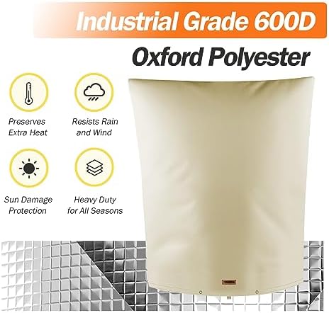 TOHONFOO Backflow Preventer Cover, Pipe Freeze Insulation, 24"Wx36"H, Beige - Image 6