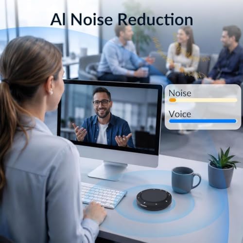 Conference Speakerphone - 2 AI Noise Reduction Mics, 360° Voice Pickup - Image 3