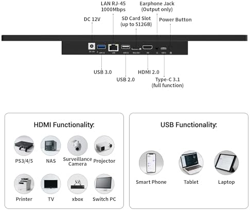 15.6" All-in-One Panel PC Industrial Computers, Android 12 Fanless Tablet RK3399 4GB RAM/64GB ROM, Embedded Touchscreen Computer HDMI 2.0 WiFi 5 Bluetooth 4.2 for Office/Automation/Kiosk/Bar/Warehouse - Image 2