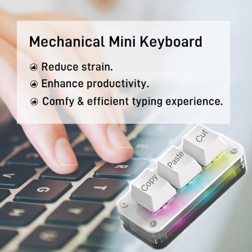 Copy Keyboard, Cut Copy Paste Keypad, One Handed Macro Keypad, Programmable Mechanical Keyboard for Working and Gaming, Shortcut Keyboard for PC, MAC, Laptop (White) - Image 5