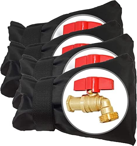 Outdoor Faucet Covers for Winter Freeze Protection, Upgraded Thicken 8.5" H x 6.1" W Outside Garden Faucet Socks for Winter Waterproof Reusable Hose Bibs Insulated Spigot Cover, 4 Pack Black by POROLIR