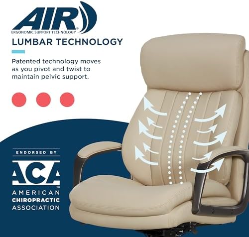 La-Z-Boy High-Back Ergonomic Office Chair, AIR Lumbar Support Leather Chair - Image 6