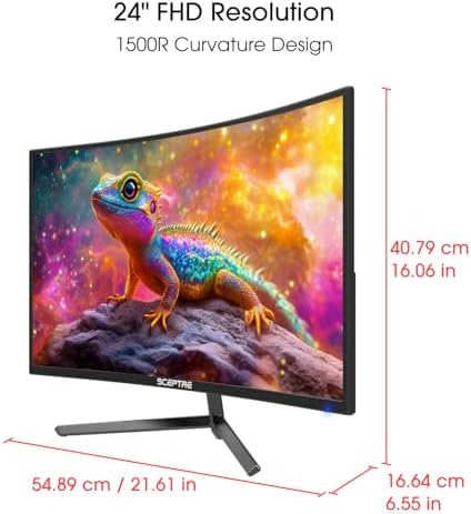 Sceptre New 24-inch Curved Gaming Monitor 1080p up to 180+Hz DisplayPort HDMI 100% sRGB, AMD FreeSync Build-in Speakers Machine Black 2026 (C248B-FWT168 Series) - Image 4