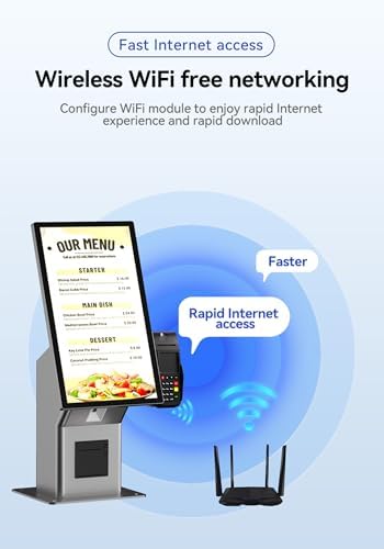 Multi-functional Payment Terminal Self Service Kiosk for Fast Food Restaurant, 21.5'' LCD Touch-screen, FHD Digital Signage Display for Restaurants/Self-Ordering/Beauty/Retail Store/Bar/Cafe - Image 4