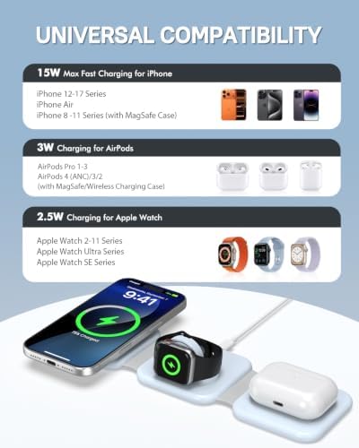 3 in 1 Foldable Travel Wireless Charger for Apple Multi Device - Image 6