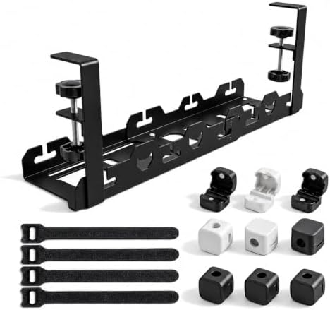 No-Drill Expandable Under Desk Cable Tray with 9 Magnetic Clips by Unknown