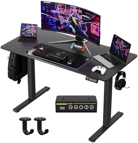 48 x 24 Inch Electric Standing Desk, 3 Memory Presets, Black by GamorkLLC