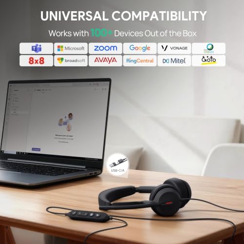 Yealink UH44 Wired Computer USB Headset, 2 AI Noise-Canceling Microphones - Image 6