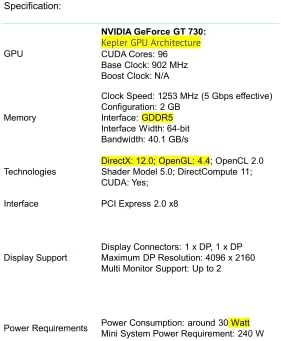 Geforce GT 730 2GB GDDR5 PCI-E x 8 with Dual DP (Half Bracket, for SFF Computer only), Light Performance Card, Supports 4K via DP Connection - Image 4