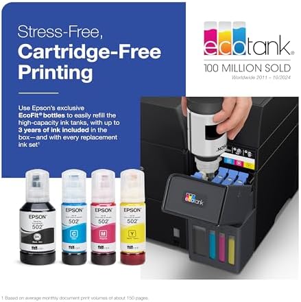 Epson EcoTank ET-4950 Wireless Duplex All-in-One Cartridge-Free Supertank Color Inkjet Printer, Fax, Black - Image 2