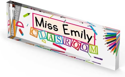 ARTBLOX Personalized Acrylic Teacher Desk Name Plate with Wood Stand - Image 5