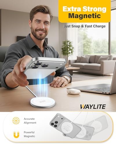 25W Magnetic Wireless Charger, 6FT Fast Charging Pad Wireless Charge for iPhone 17 16 /AirPods3/2/Pro/for Galaxy S26 Ultra/Pixel 10 Series, Portable Charger for Desk& Travel(2Pack,White) - Image 3