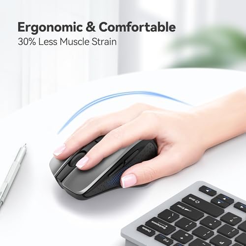 TECKNET Wireless Mouse, 2.4G Ergonomic Computer Mouse, 2600 DPI, Silver - Image 3
