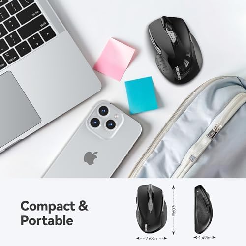 TECKNET Wireless Mouse, 2.4G Ergonomic Computer Mouse, 2600 DPI, Black - Image 3