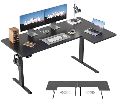 Agilestic 55 * 28 Inch Reversible L Shaped Electric Standing Desk, Black by Agilestic