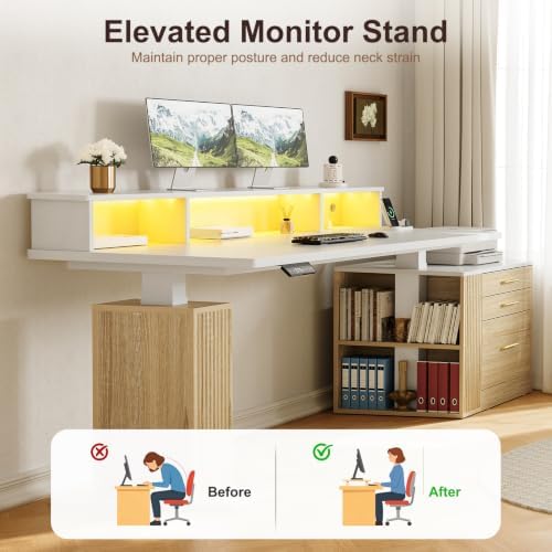 Electric Standing Desk with Drawers - 70" Adjustable Computer Desk - Image 5
