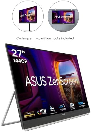 ASUS ZenScreen MB27ACF 27 Inch 1440p 100Hz USB-C Portable Monitor - Image 2