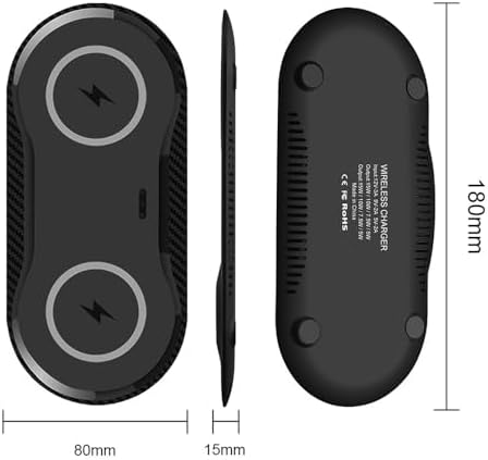 2 Pack Dual 15W Wireless Charger for Multiple Devices, 30W Fast Wireless Charging Pad/Mat for Apple iPhone, for AirPods, for Samsung Phone, for Google Pixel, and All Qi-Enabled Devices (Black-2Pack) - Image 5