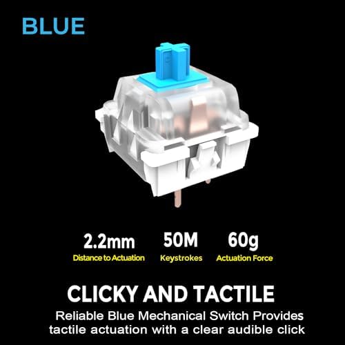 Adesso AKB-670UB Mechanical Keyboard with Copilot AI Hotkey - Blue Switch, Multi-OS Compatible | Enhanced Productivity with Tactile Feel and Multimedia Keys - Image 3