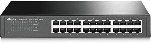 TP-Link 24 Port Gigabit Ethernet Switch Desktop/ Rackmount Plug & Play Shielded Ports Sturdy Metal Fanless Quiet Traffic Optimization Unmanaged (TL-SG1024S) by TP-Link