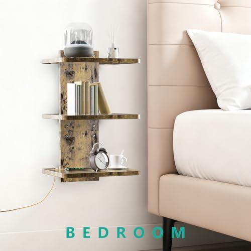 WALI Floating TV Shelf, 3 Tier Projector Shelf for DVD Player, Routers, Game Console, Cable Boxes, Living Room Decor Accessories, Wall Mount Shelves Holds Up to 22lbs(CS303NC), 3-Shelf, Vintage Brown - Image 6