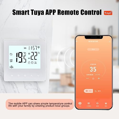Aoresac Thermostat Smart Tuya WiFi Thermostat 16A Digital Programmable LCD Display Underfloor Heating Temperature Controller Digital Intelligent Wall Thermostat for Electric Heating - Image 3
