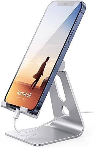 Lamicall Aluminum Cell Phone Stand, Adjustable Desk Phone Holder for iPhone by Lamicall