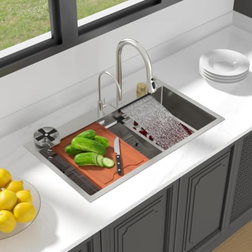 Lordear 30 Inch Waterfall Kitchen Sinks Drop In Stainless Steel - Image 3
