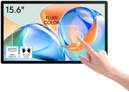 15.6 Inch Capacitive Touchscreen Industrial Monitor, HDMI/VGA/USB Ports, VESA Mount, Embedded Design for Industrial Control, Advertising, POS, Kiosk & Mirroring by Unknown